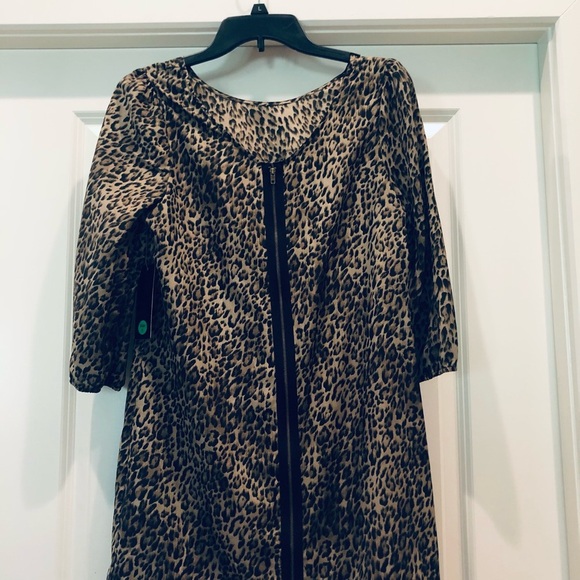 Tacera Leopard 3/4 Sleeve Dress size-S NWT  black zipper detail - Picture 6 of 6